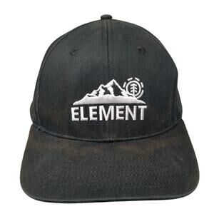 Element Snapback Cap Black One Size Adjustable Embroidered Vented Holes Cotton